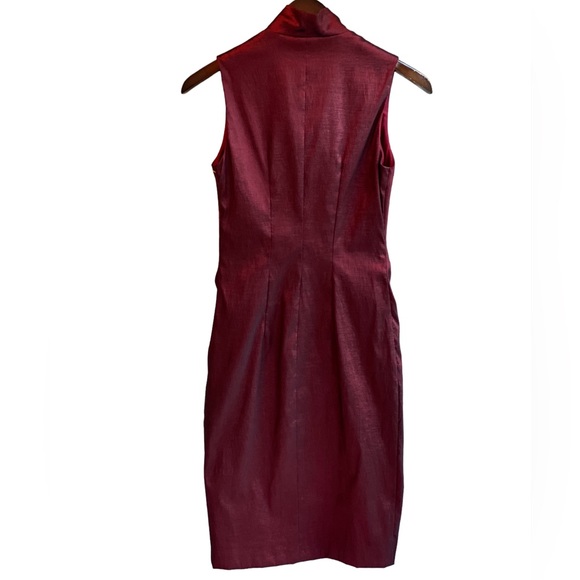 Frank Lyman Taffeta Zip-Front Dress, Burgundy, size 0 - Picture 9 of 16